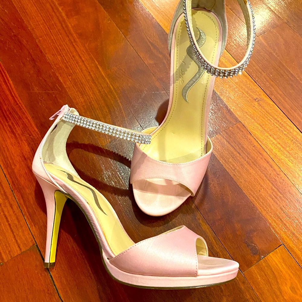 Pink rhinestone heels